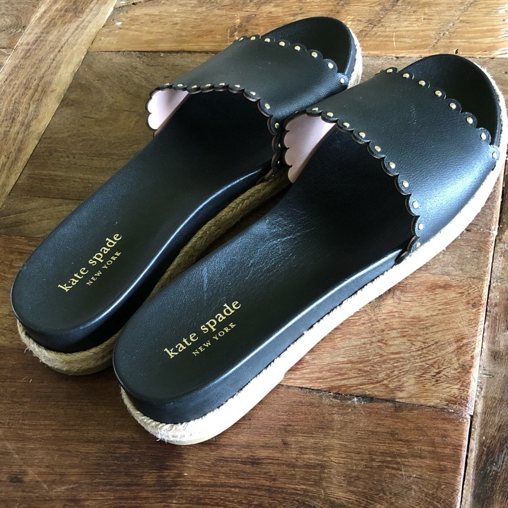 KateSpade slip on espadrille style leather sandal
